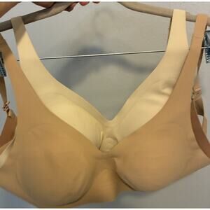 KNIX XL Revolution V-Neck Seamless Comfort Bra Nude Wirefree Light Support Lot 2